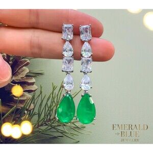 Emerald Green Tear Drop Earrings